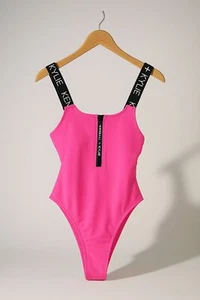 Kendall and Kylie One Piece Swimsuit Women's Medium Neon Pink & Black Call Out - Picture 1 of 22