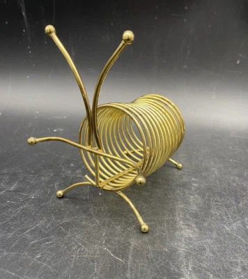 Vintage Coil Memo Holder Spiral Caterpillar Memo Letter Bill Holder Gold Tone - Image 1 of 4