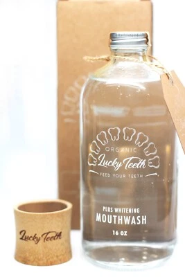 LUCKY TEETH Organic Whitening MouthWash - GLASS JAR - 16 OZ