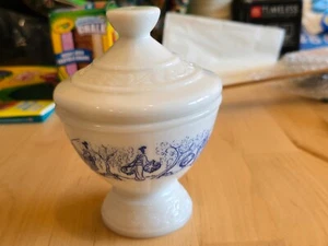 Piatto caramelle/bevande/zucchero bianco belga in vetro latte blu scena asiatica - Foto 1 di 6