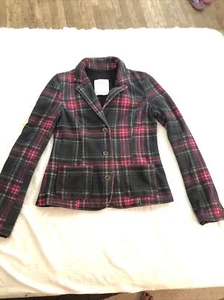 AEROPOSTALE Damen LARGE Scotch Karo Gefüttert Blazer Jacke TASCHEN Knöpfe - Bild 1 von 9
