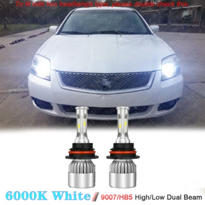 For Mitsubishi Galant 2004-2012 6000K 2PC 9007 LED Headlight High/Low Beam Bulbs - Image 1 of 4