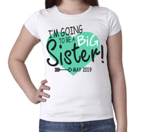 I'm Going to be A Big Sister Youth Girls T-shirt. Custom big sister shirt NEW - Picture 1 of 4