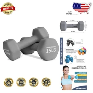 Comfort Grip Neoprene 15 lb Dumbbells - Perfect for Strength Training & Pilates - Picture 1 of 9