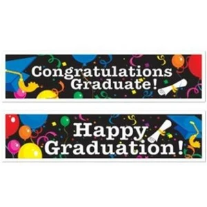 Graduation All-Weather 5-Foot Banner Set 15" x 5' Plastic Graduation Decorations - Picture 1 of 1
