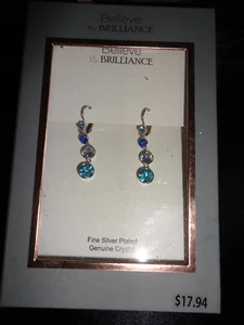 Pendientes de cristal azul claro múltiple plateados Believe By Brilliance con bolsa - Imagen 1 de 4