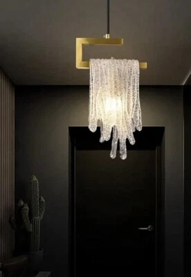 New The Homary Modern Gold Pendant Light 1-Light Handmade Glass Waterfall Drip - Image 1 of 4