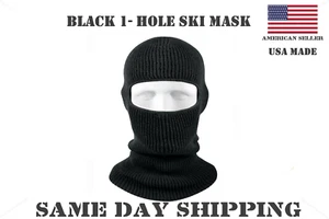 Negro G.I. Máscara de esquí militar 100 % 1 agujero acrílico tejido - Imagen 1 de 1