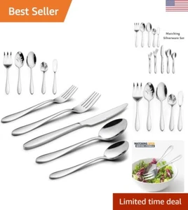 Luxury Dining Experience: 65-Piece Silverware Cutlery Set with Serving Utensils - Picture 1 of 9