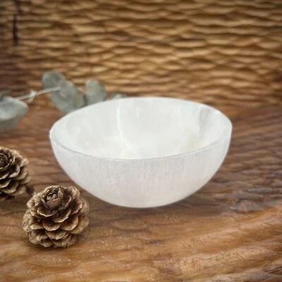 Budawi® 2. Wahl !! runde Selenit Deko Schale Aufladeschale handmade Ladeschale