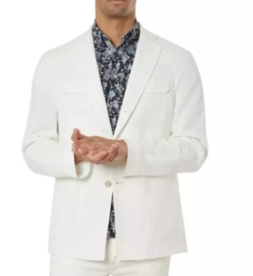 Chaqueta Abrigo Deportivo Tallia Para Hombre Blanco Calce Ajustado Texturizado Blanco Talla 46L Totalmente Nueva Foto 1 de 4