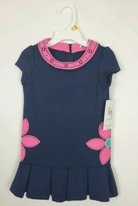 Girls Size 3T Navy Cotton/Poly Flower Print Dress NWT ($56 MSRP) By Hartstrings - Picture 1 of 7