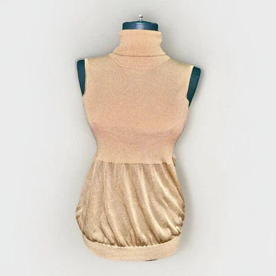 Gucci Mujer Brillante Cuello Tortuga Sin Mangas Suéter Talla It 42 Foto 1 de 4