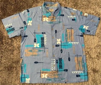 E58 Quiksilver Waterman Collection Shirt Short Sleeve Blue Mens XL VGC - Image 1 of 4