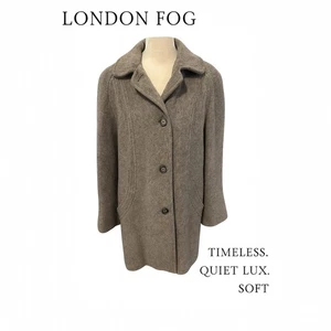 Abrigo London Fog 10P Gris Lana jaspeada Acogedor, Corporativo Chic, Estilo Clásico - Imagen 1 de 9