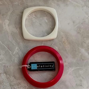 Set braccialetto rosso e bianco acrilico vintage retrò anni 80 4 luglio estate - Foto 1 di 4