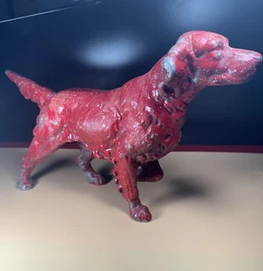 Vintage Cast Metal, ?Aluminum?, Setter/Retriever Dog, Hand Painted Red Doorstop - Picture 1 of 22