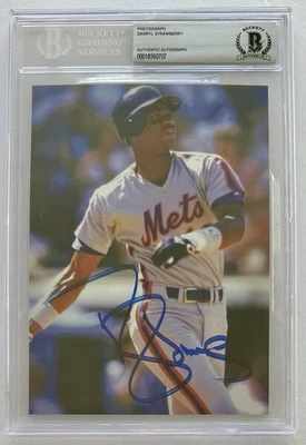 ФОТОГРАФИЯ БЕККЕТТА С АВТОГРАФОМ ДЭРРИЛА КЛУБНИКИ 5X7 ПОДЛИННАЯ MLB БЕЙСБОЛ NY METS - Изображение 1 из 2