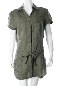 STREET ONE Blusa in lino Donna Camicetta a blusa Taglia IT 44 cachi stile safari - Foto 1 di 5