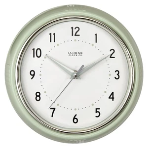 La Crosse Uhr 9,5 Zoll Retro Diner Pistaziengrün Quarz Wanduhr - 404-... - Bild 1 von 4