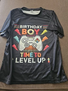 Birthday Boy Shirt Kids Small “Time to Level Up” Gamer Theme – Polyester/Spandex - Picture 1 of 6