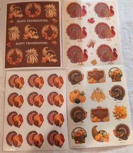 VINTAGE HALLMARK THANKSGIVING 4 Sheets 1980's Stickers New - Imagen 1 de 4