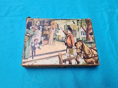 Antique 19th century victorian downtown Wood wooden jigsaw puzzle 1800s RARE - Image 1 of 4