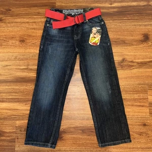 Vintage Boy's Never Give Up By John Cena Blue Jeans With Belt Size 7 - Picture 1 of 5