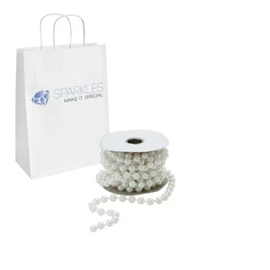 10mm Plastic Pearl Bead Garland - White - 6 Yard Roll - Picture 1 of 5