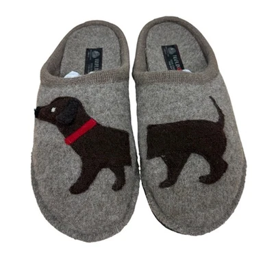 Haflinger狗拖鞋毛毡羊毛红领棕色巧克力实验室骡子舒适 — 第 1/4 张图片