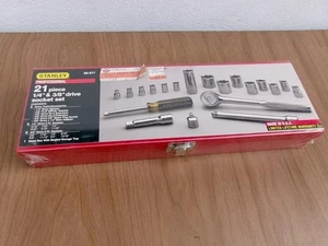 STANLEY PROFESSIONAL( 21 PIECE ) 1/4" & 3/8" DRIVE SOCKET SET IN METAL BOX  NOS - Picture 1 of 6