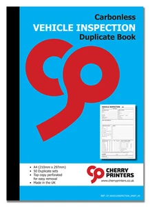 Cherry NCR Vehicle Inspection Duplicate Book A4 (210mm x 297mm) 50 sets - Picture 1 of 4