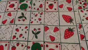 100% cotton white with strawberries in squares FAT QUARTER - Picture 1 of 3