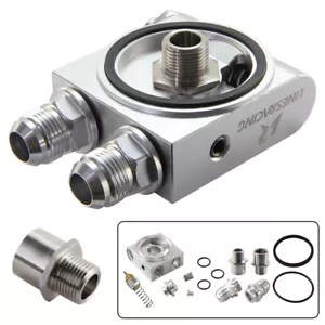 Ölfilteradapter Thermostat 73 ± 0,5 ° M20 * 1,5 & 3/4-16 UNF & 1/8 NPT Silber - Picture 1 of 10