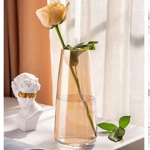 Glass Vase-Amber Elegent Blown Flower VaseModern Decorative for Home Office W... - Picture 1 of 7