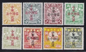 8 China 1912 Coiling Dragon ROC & Provisional Neutrality Reproduction Stamp sv - Picture 1 of 2