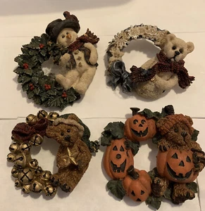 Vintage 1990s Boyds Bears Brooch Pins, 3 Christmas 1 Halloween - Picture 1 of 6