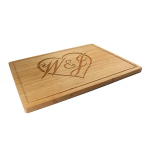 Engraved Personalized Bamboo Cutting Board - Engagement Wedding Anniversary Gift - Picture 1 of 11