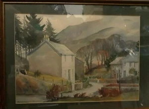 Watercolour Painting Cottages And Lanes Highland Or Moors Artist Name Of Parking - Picture 1 of 7