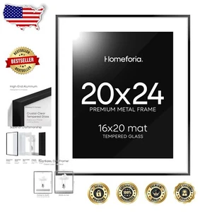20x24 Classic Black Poster Frame - Wall Ready with Tempered Glass & Matte Insert - Picture 1 of 10