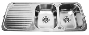 New- Double Bowl Kitchen Sink- STAINLESS STEEL (1180x480x170mm)-LH or RH Drainer - Picture 1 of 3