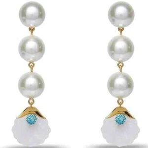 Lele Sadoughi Shellina Pearl Linear Earring. Retail $195 - Picture 1 of 8