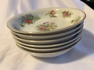 Aichi China Set Of 6 Berry Dishes Porcelain Dessert Dishes Floral Occupied Japan - Picture 1 of 12