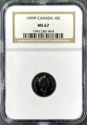 ** RARE ** 1999P Canada 10 Cents DIME NGC MS 67 - Image 1 of 2