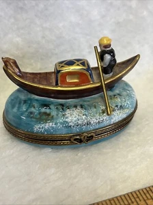 Limoges Venezianische Gondel Schmuckschatulle handbemalt Peint Main - Bild 1 von 10