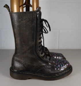 Mujeres Dr Martens Hechas en Inglaterra Gris Lavado Cuero Botas Hippy - Reino Unido 7 - Imagen 1 de 10