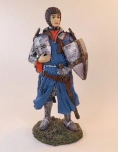 Medieval Blue Knight 9.5" Resin Statue Figurine w/ Chainmail Armor - Picture 1 of 17