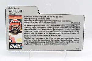 Wet Suit File Card 1986 Gi Joe Vintage DC - Picture 1 of 2