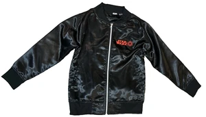 Star Wars Black Satin Tie Fighter Full Zip Bomber Jacket Youth Kids Size Small - Picture 1 of 7