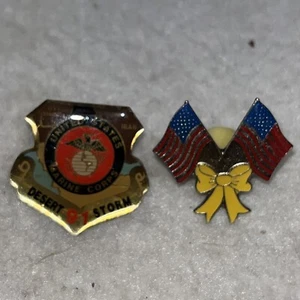 Collectible MILITARY Lapel PIN Operation Desert Storm U.S. MARINES CORPS + Flags - Picture 1 of 5